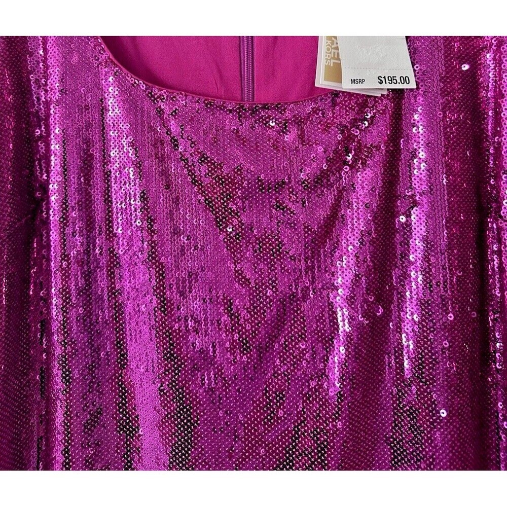 Michael Kors Women's Sequined Midi Dress Cocktail special occasion Hot Pink M - Picture 5 of 7